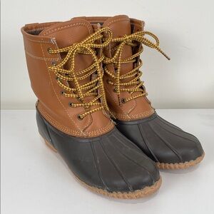 Target Brand Brown Winter Duck Boots Women’s 10 Lace Up Rain Outdoors